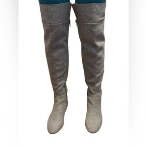 Nine West Stylish Gray Over-the-Knee Boots - Unique Back Design